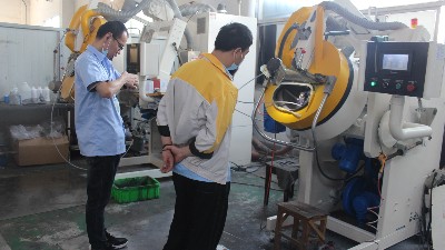 電感磁材滾噴測試—知名電感企業來訪安捷倫進行滾噴機打樣